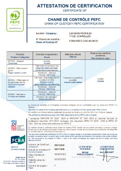 PEFC-Zertifikat für Les Bois Profilés